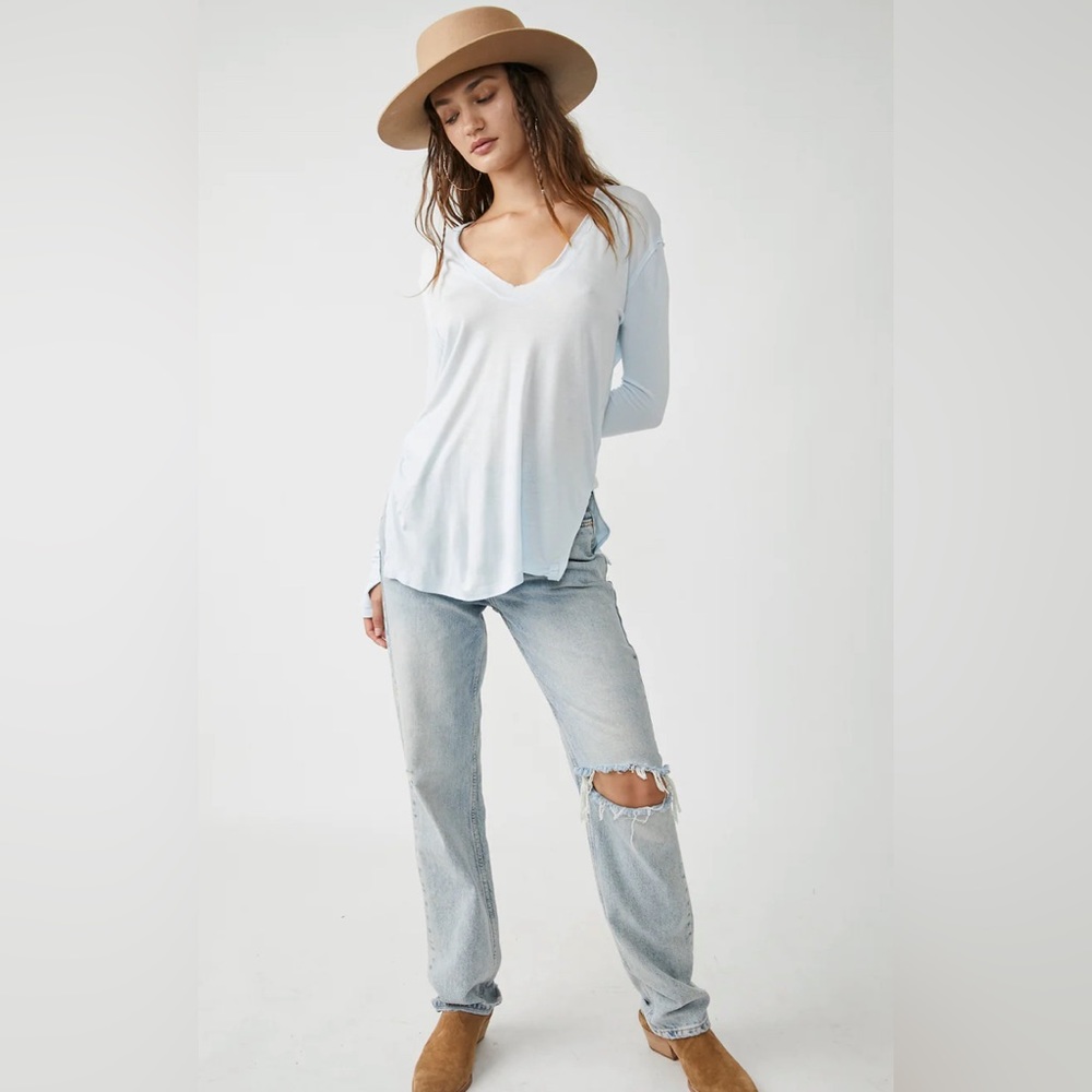 NWT FREE PEOPLE FRESH AND CLEAN LONG SLEEVE TOP color: Sub Zero Size XS